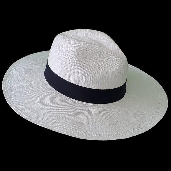 M.A.M.A. - Yacht Women\'s White Straw Hat, Black Ribbon main image 4